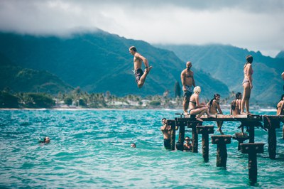 people swimming in river
