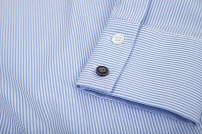 blue and white shirt detail