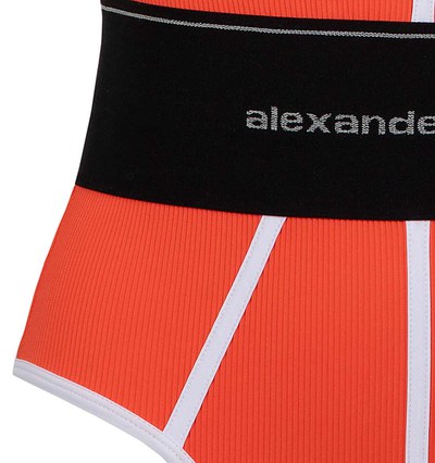 orange swimsuit detail